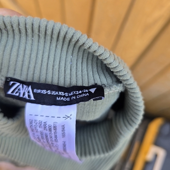 Zara Ribbed High Neck Tank Top in Sage - Picture 2 of 3